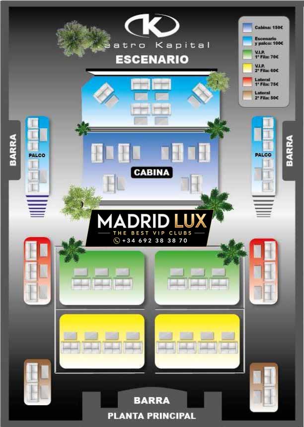 reserva mesas vip teatro kapital plano